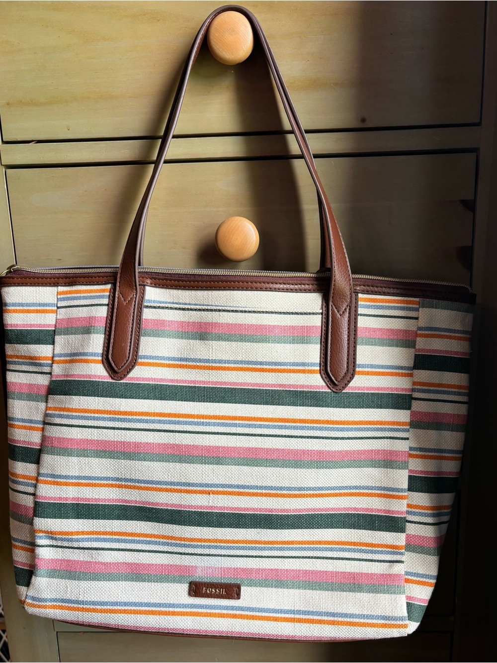 Fossil Sydney tote bag purse stripes excellent!